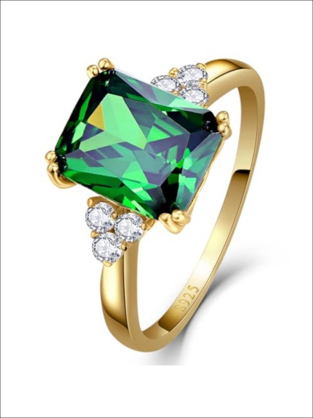 3.5CT Radiant Cut Sapphire Ring 925 Sterling Silver Engagement